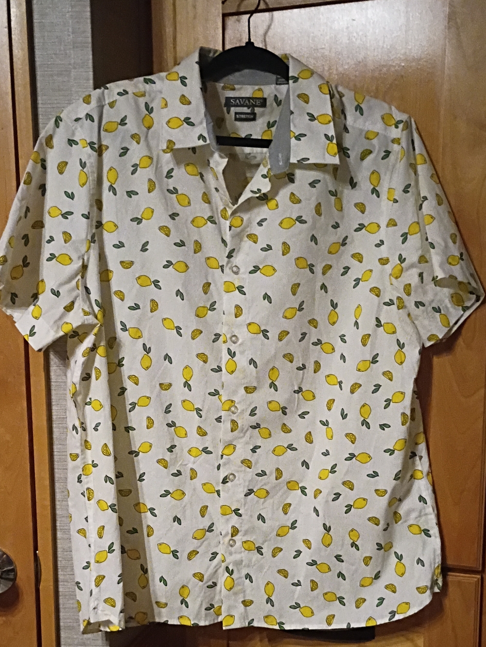 Savane Short-Sleeve Lemon Print Button-Down Shirt - Yellow & Green on White